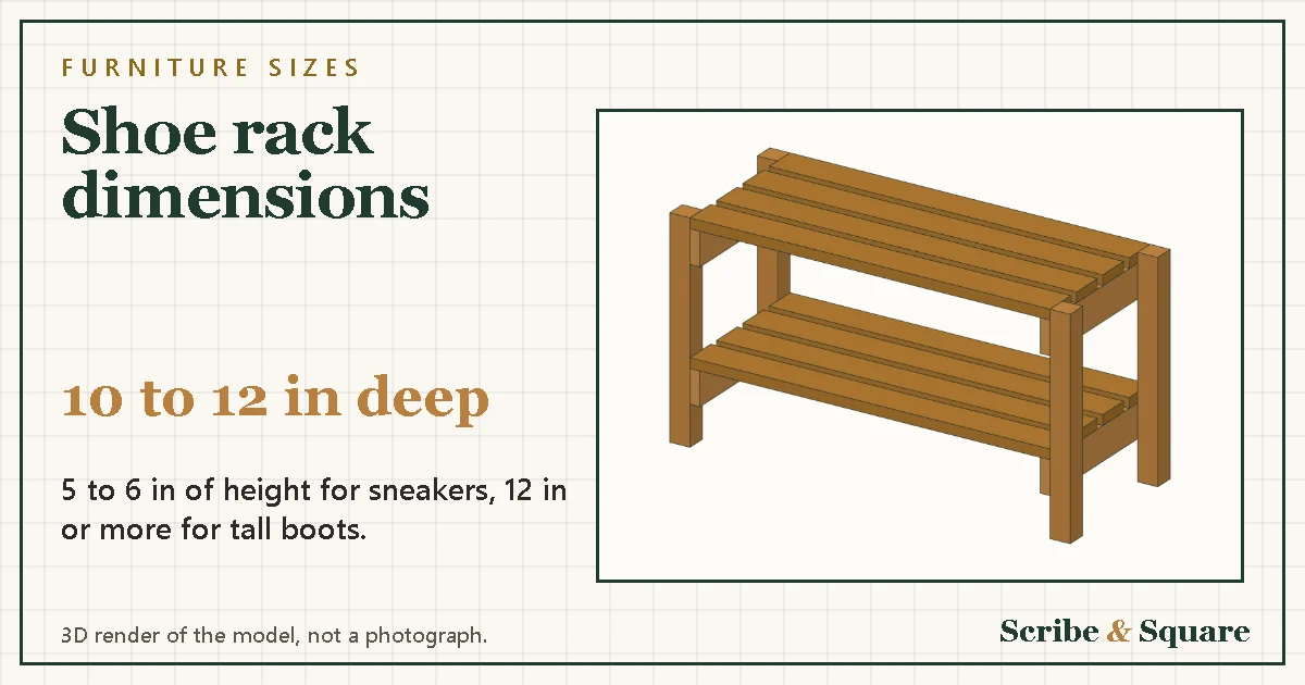 Shoe rack dimensions: depth, spacing and how many pairs fit