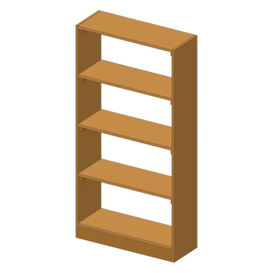 3D render of the Five-Shelf Bookshelf